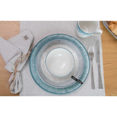 Тарілка Ardesto Siena, 20см, порцеляна, біло-сірий (AR2920SW)