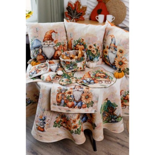 Серветка на стіл Прованс гобеленова Гарбузові гноми D 35см (036240)