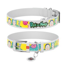 Нашийник для тварин WAUDOG Design з QR паспортом "Рік та Морті 1" Ш 25 мм Д 38-49 см білий (3605-0280-15)