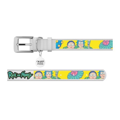 Нашийник для тварин WAUDOG Design з QR паспортом "Рік та Морті 1" Ш 25 мм Д 38-49 см білий (3605-0280-15)