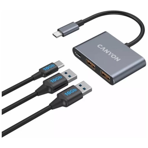 Концентратор Canyon hub DS-3 3in1 USB-C Dark Grey (CNS-TDS3)