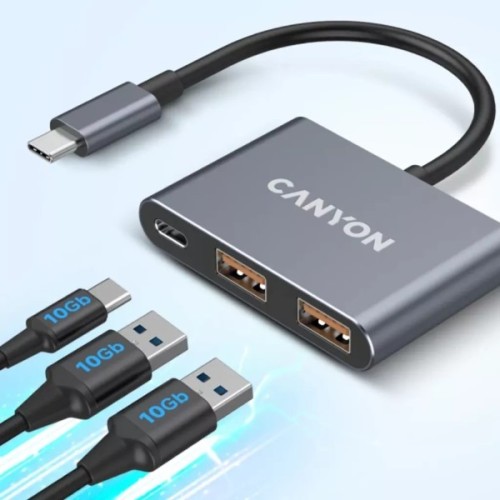 Концентратор Canyon hub DS-3 3in1 USB-C Dark Grey (CNS-TDS3)