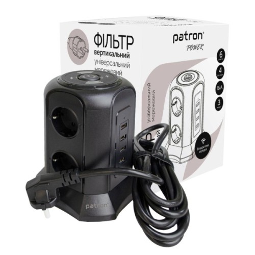 Мережевий фільтр живлення Patron SP-1663-USBTW (EXT-PN-SP-1663-USBTW)