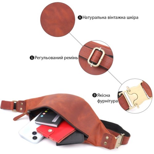 Сумка Shvigel З натуральної шкіри Руда (23131)