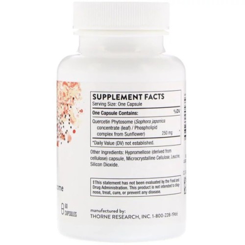 Трави Thorne Research Кверцетин фітосоми, Quercetin Phytosome, 60 капсул (THR-00435)
