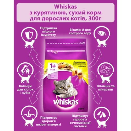 Сухий корм для кішок Whiskas з куркою 300 г (5998749144039/5900951014055)