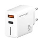 Зарядний пристрій Grand-X GaN 1xUSB-C + 1xUSB QC3.0 45W white (CH-460W)