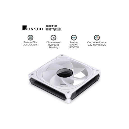 Кулер до корпусу JONSBO FR-505WR Reverse ARGB White