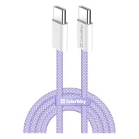 Дата кабель USB-C to USB-C 1.0m 60W 3.0А purple ColorWay (CW-CBPDCC061-PU)