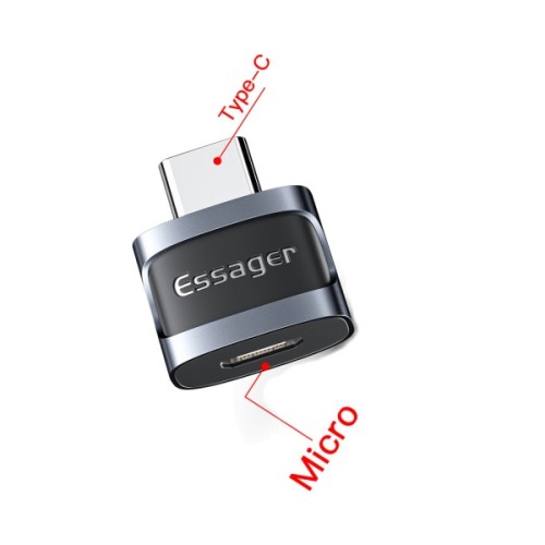 Перехідник USB-C M to Micro 5P F gray Essager (EZJMC-XL01)