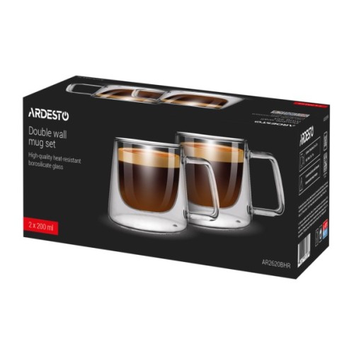 Набір чашок Ardesto BHR 200 мл 2 шт прозорий (AR2620BHR)