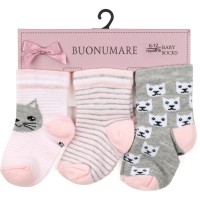 Шкарпетки дитячі BNM набір з котикам (M0C0101-2029-6-12G-peach)