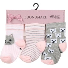 Шкарпетки дитячі BNM набір з котикам (M0C0101-2029-6-12G-peach)