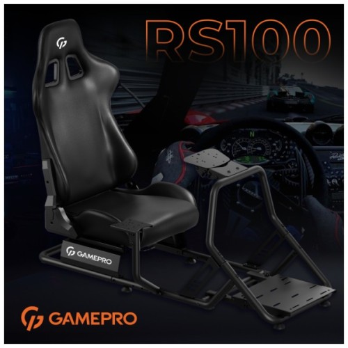 Крісло ігрове GamePro RS100 із кріпленням для керма, педалей та коробки передач Black (RS100)