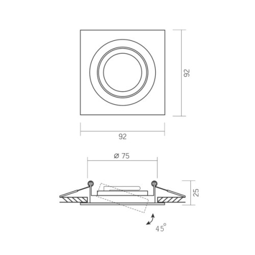 Світильник точковий Videx під лампу GU10 врізний Квадрат Білий (VL-SPF08S-W)