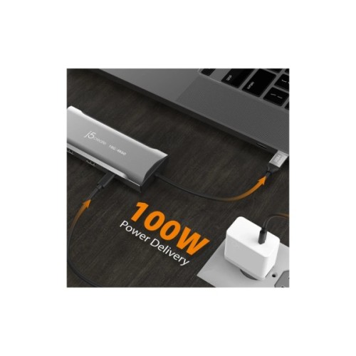 Концентратор J5create USB-C 9-in-1 2xUSB 3.2 + 2xUSB-C PD + 2xHDMI 4K + DisplayPort + SD/TF + RJ45 1000Mbps gray (JCD397-N)
