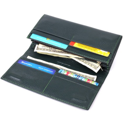 Гаманець ST Leather З натуральної шкіри Зелений (23099)