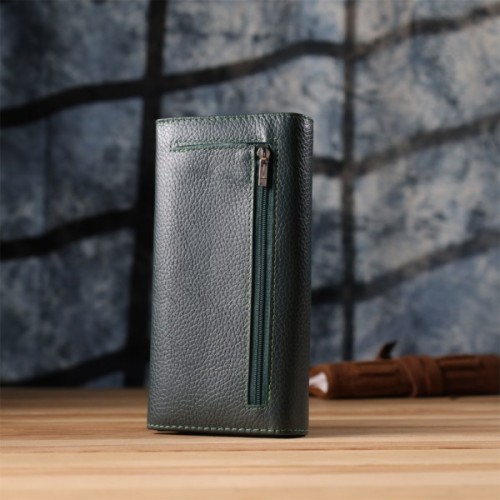 Гаманець ST Leather З натуральної шкіри Зелений (23099)