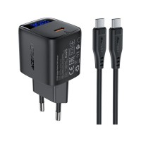 Зарядний пристрій Acefast USB-C 30W GaN + cable USB-C black (6974316284451)