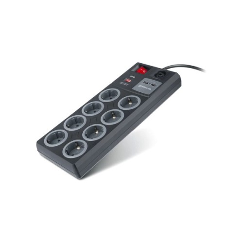 Мережевий фільтр живлення REAL-EL RS-8F USB CHARGE 3m, black (EL122300004)