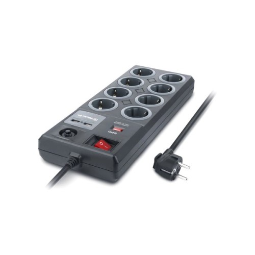 Мережевий фільтр живлення REAL-EL RS-8F USB CHARGE 3m, black (EL122300004)