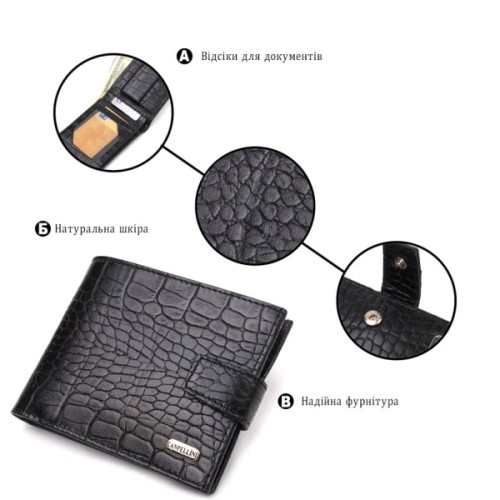 Гаманець Canpellini З натуральної шкіри Чорний (21790)