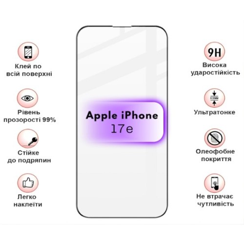 Скло захисне BeCover Apple iPhone 17e Black (715141)