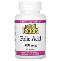 Вітамін Natural Factors Фолієва кислота, 400 мкг, Folic Acid, 90 таблеток (NFS-01272)