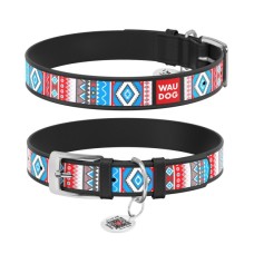 Нашийник для тварин WAUDOG Design з QR паспортом "Етно" L Ш 25 мм Д 38-49 см чорний (37761)