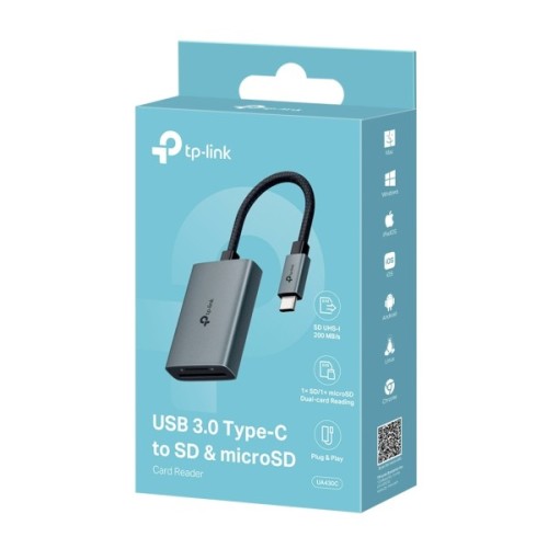 Зчитувач флеш-карт TP-Link USB-C SD + TF silver (UA430C)