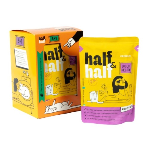 Вологий корм для кішок Half&Half качка в соус 5+1 (2700000040492)