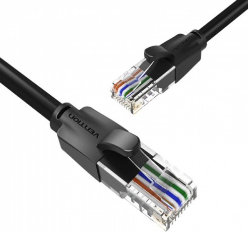Патч-корд 1.5м, UTP cat 6 RJ-45 flat black Vention (IBJBG)