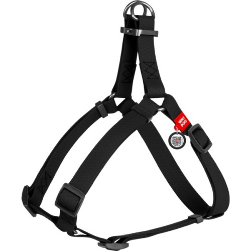 Шлея для собак WAUDOG Waterproof з QR-паспортом L Ш 25 мм Д 60-90 см чорна (27671)
