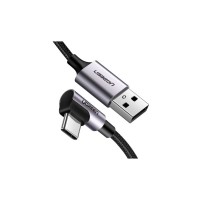 Дата кабель USB 2.0 AM to USB-C 0.5m 3A US284 90° corner black Ugreen (50940)