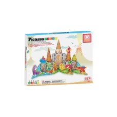 Конструктор Picasso магнітний Tiles Dinosaur Set з 8 фігурками динозаврів 38 деталей (817338028848)