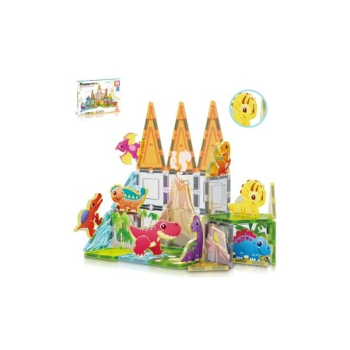 Конструктор Picasso магнітний Tiles Dinosaur Set з 8 фігурками динозаврів 38 деталей (817338028848)