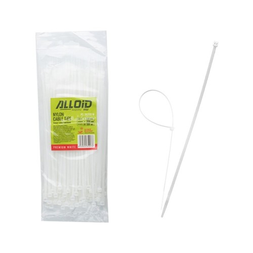Стяжка Alloid 3.6х200мм, пластик, 100шт./уп., білий (PC-36200W)