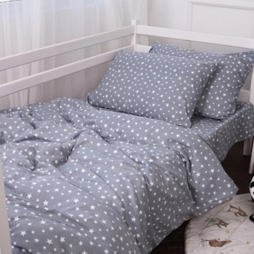 Постільна білизна MirSon 012 Grey Stars Фланель 143х210 Полуторний (2200009653087)
