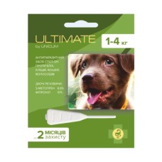 Краплі для тварин Unicum ULTIMATE від бліх, кліщів, вошей та волосоїдів для собак 1-4 кг (s-метопрен, фіпр) (4820150203047)