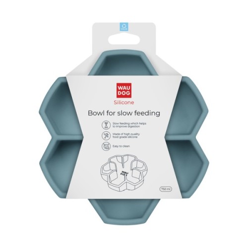 Універсальний посуд для тварин WAUDOG Silicone миска для повільного харчування 750 мл сіра (235411)