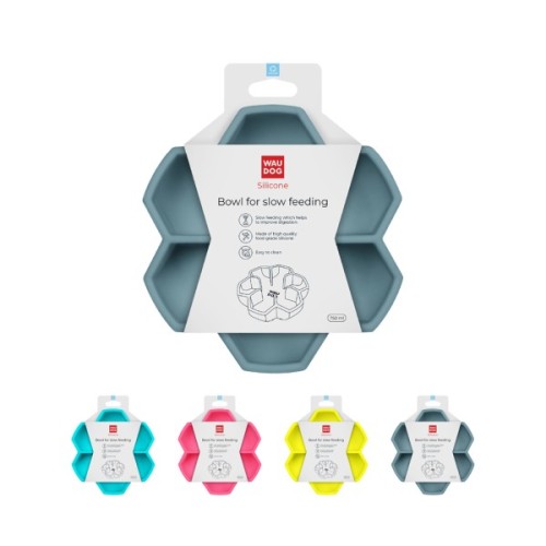 Універсальний посуд для тварин WAUDOG Silicone миска для повільного харчування 750 мл сіра (235411)