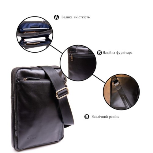 Сумка Shvigel З натуральної шкіри Чорна (11281)