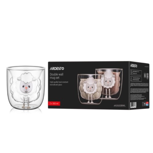 Набір склянок Ardesto 300мл, 2шт, боросилікатне скло, прозорий (AR2630BWL)