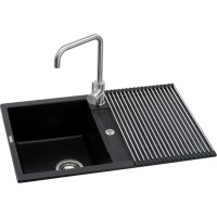 Мийка кухонна GRANADO комплект VALENCIA black shine_чаша ліворуч (ksg0701L)