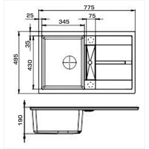 Мийка кухонна GRANADO комплект VALENCIA black shine_чаша ліворуч (ksg0701L)