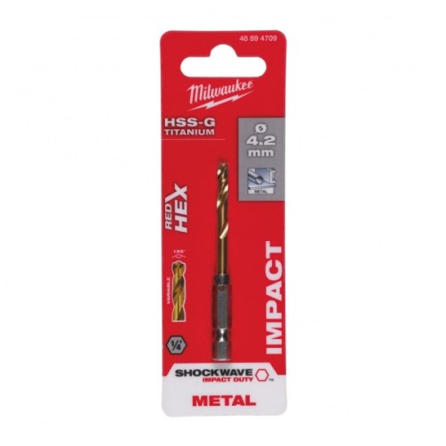 Свердло Milwaukee по металу RedHEX HSS-G TiN, 4,2мм (48894709)
