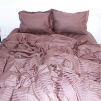 Постільна білизна MirSon SatinStripe 30-0006DarkBrown 175х210 Двоспальний (2200005249451)