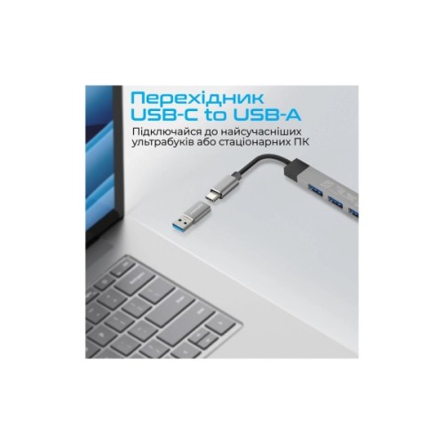 Концентратор Promate USB-C 4-in-1 порти Promate litehub-4.grey (litehub-4.grey)