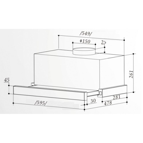 Витяжка кухонна Interline SHARK PLUS BL/S A/60