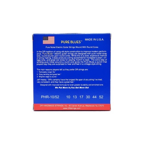 Струни для гітари DR Strings PURE BLUES Electric Guitar Strings - Medium to Heavy (10-52) (PHR-10/52)
